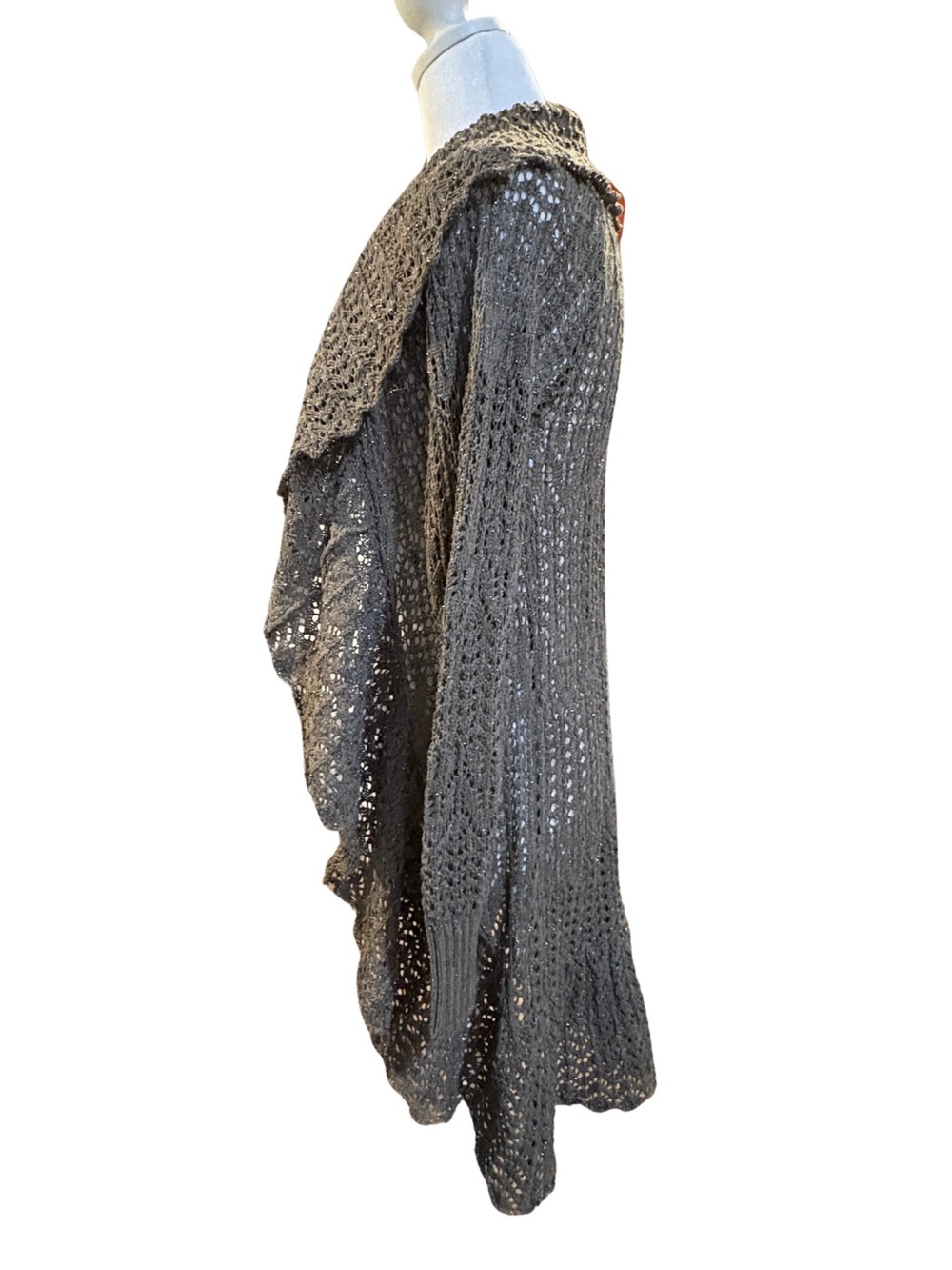 Brown Open-Knit Ruffle Cardigan - Picture 4 of 6